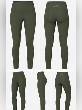 Lorna Jane Olive Green High Rise Compression Leggings Zip Pocket XS